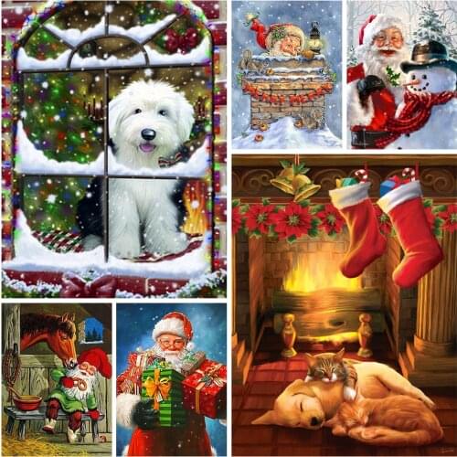 5D DIY Diamond Painting Snowman Christmas Full Diamond Embroidery Santa Claus Cross Stitch Kit Mosaic Home Decoration Art Gift