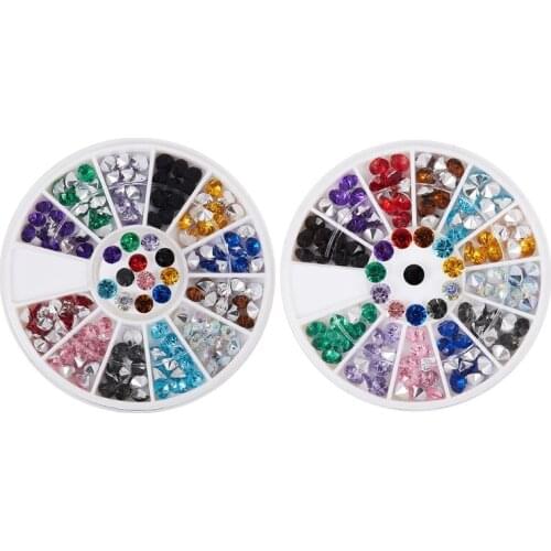 A0ND Acrylic Nail Art Colorful Iridescent Glass Clear Crystals Round Rhinestones Charms Gems Simple Fashion Nails Decorations