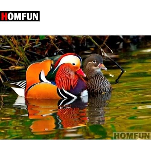 HOMFUN Full Square/Round Drill 5D DIY Diamond Painting "mandarin duck" Embroidery Cross Stitch 5D Home Decor Gift A07073