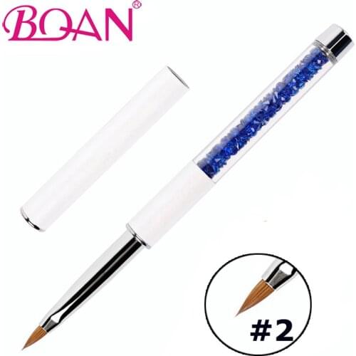 BQAN 3D Carving Nail Art Kolinsky Sable Acrylic Brush Painting Pen #2 Liquid Powder DIY Rhinestone Handle Drawing Manicure Tool