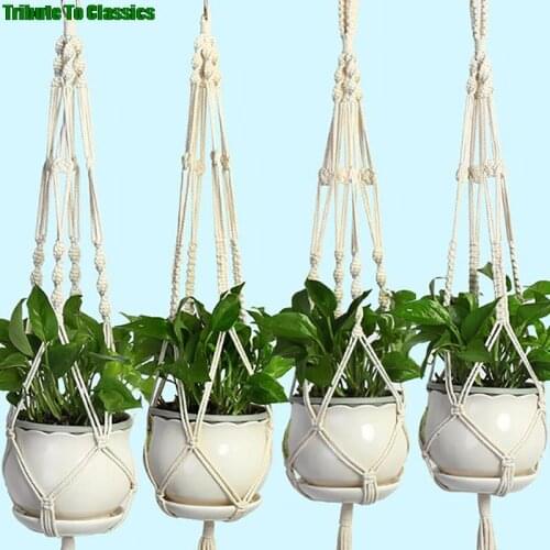 Flower pot lanyard Pot Holder Macrame Plant Hanger Hanging Planter Basket Jute Rope Braided Craft 1 PC