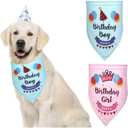 Pet Decorative Scarf Pet Birthday Saliva Towel Double Cotton All Seasons Dog Triangle Towel Cat Dog Scarf Printed Pet Products