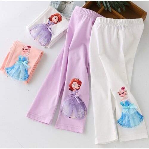 Childrens Summer New Leggings 2021 Girls Cropped Trousers Wear Stereo Princess Pants 100% Thin Padded Leggings