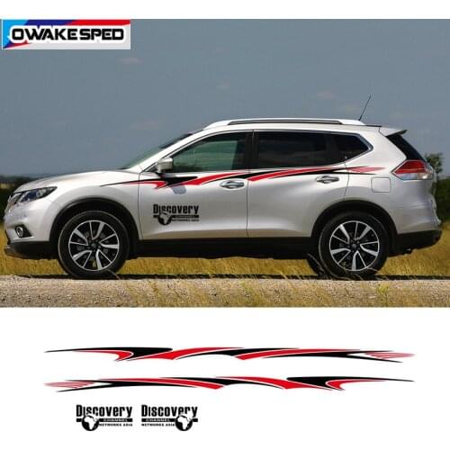 For Nissan X-Trail T31 T30 Racing Sport Stripes Car Body Waist Lines Sticker Auto Both Side Decor Decals