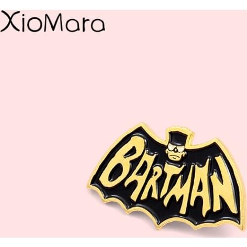 Bartman Enamel Pin Black Gold Bat Badge Gothic Hero TV series Jewelry Custom Brooches Lapel Pin For Friends Gifts
