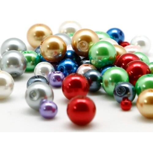Hot Round 4 6 8 10mm Pearl Glass Beads 20-100pcs/Lot Spacer Loose Beads for Women Making Jewelry Findings Mix 13Colors Beads DIY