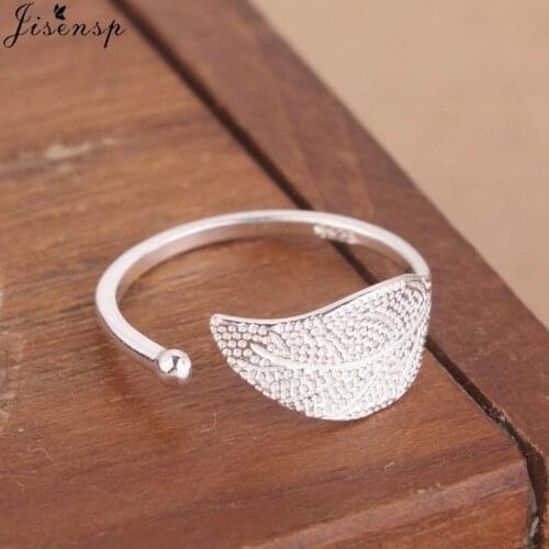 Jisensp Punk Silver Color Leaf Open Rings for Women Ladies Retro Jewelry Big Finger Antique Rings Best Friendship Gifts Anillos