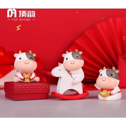 Creative Lovely cow Night light Statue Resin sculpture Crafts Simple Living Room Ornaments Home Office Store Decors Decorations