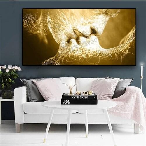 Full drill square Crystal Paintings Abstract golden art, lovers kissing Diamond Embroidery round 5d Diy diamond painting GG5017