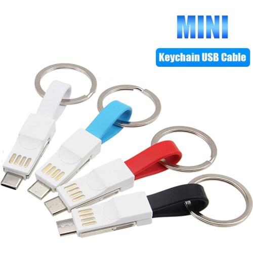 Mini 3 In 1 KeyChain Magnetic Cable Portable Micro USB Type C Charger Mobile Phone Charging Data Wire For iPhone Xiaomi Huawei