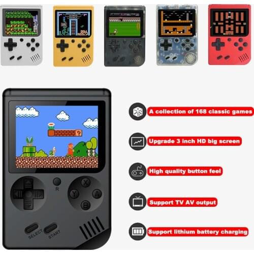 Mini portable retro nostalgic 3.0 Inch handheld retromini boy video player pocket game console players Built-in 168 games