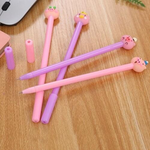 24 Pcs Cartoon Pig Neuter Pen Creativity Test Black Pencil Cute Stationery Hobby Pig Modeling Wholesale