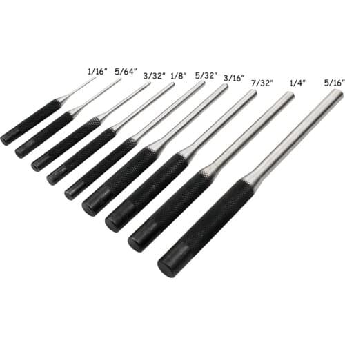 9Pcs Steel Multi Size Round Head Pins Punch Set Grip Roll Pins Punch Tool Kit Professional Hollow End Starter Punch Chisel