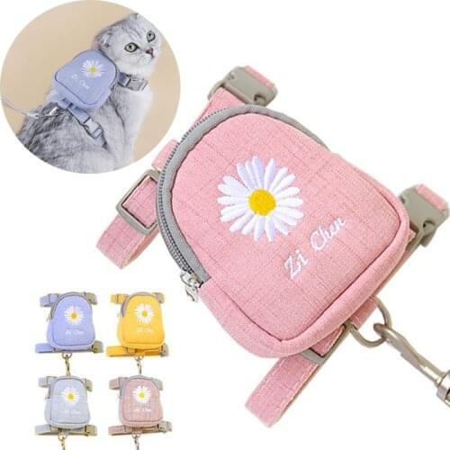 Daisy Nylon Puppy Dog Snack Bag Harness Multifunctional Cat Leash Collar Adjustable Walking Lead Dog Backpack Dog Accessories