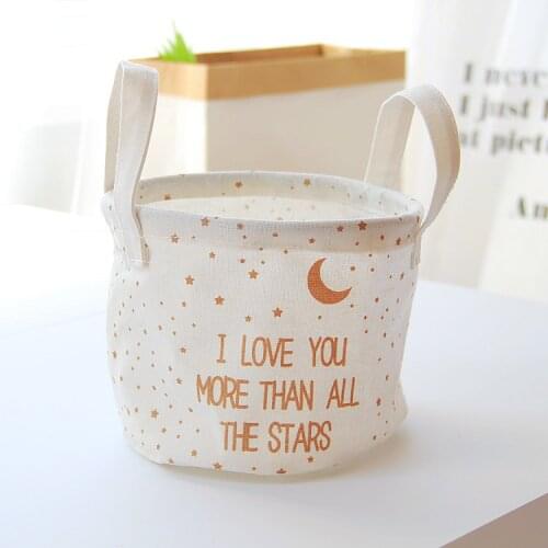 Nordic Star Deer Linen Portable Office Desktop Storage Basket Folding Cosmetic Storage Box Makeup Organizer Sundries Basket