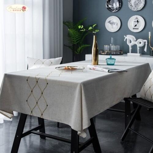 Proud Rose New Nordic Linen Diamond-shaped Geometric Embroidered Waterproof Tablecloth Square Towel Cloth