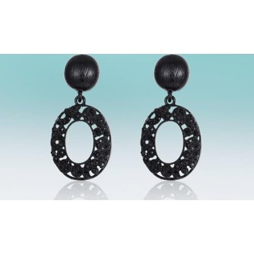 New Retro Dangle Big Round Zinc Alloy Drop Earrings for Women Hanging Rhinestone Earrings Jewelry High Quality Gifts Brincos
