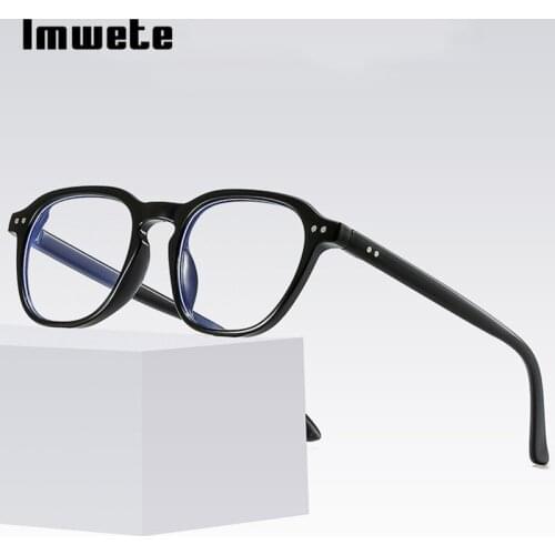 Imwete Anti-Blue Light Womens Glasses Frame Men Computer Eyeglasses Vintage Transparent Spectacle Fashion Optical Eyewear