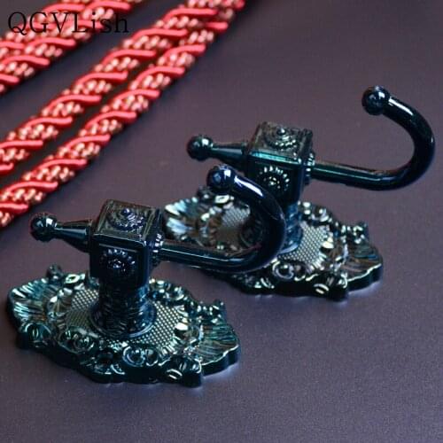 QGVLish 2Pcs Curtain Hooks Coat Hanger Curtain Accessories Tieback Buckles Tassel Tower Brush Holder Curtain Holdback Hook Decor