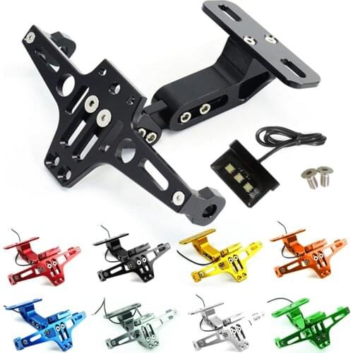 Motorcycle Modified CNC Adjustable License Plate Holder With LED Light For Kawasaki Z125 Z750 Z900 Z1000 NINJA400 Honda MSX125