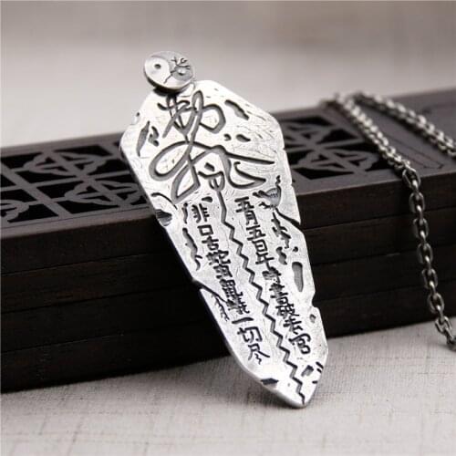 S925 Sterling Silver Snapped In Retro Thai Silver Men And Women Silver Pendant Vintage Gossip Ghost Necklace Pendant