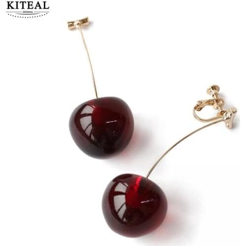 KITEAL YLWE074 High Quality Berry Cherries Earrings Creative Cherry Design Korean version Fashion earrings earrings ear clip