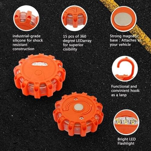 LED Road Flare Red Light Safety Flashlight IP44 Magnet Warning Night Lights Roadside Emergency Flares For Car Camping