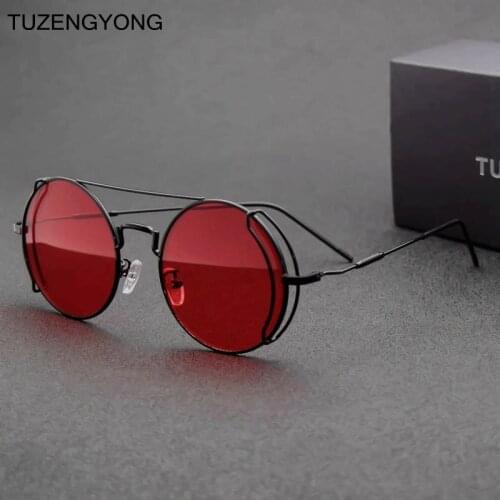 TUZENGYONG 2021 NEW Classic Gothic Steampunk UV400 Sunglasses Men Women Brand Designer Vintage Round Metal Frame Sun Glasses