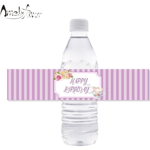 Tea Time Theme Party Bottle Labels Decoration Dancing Ball Event Birthday Party Decorations Supplies Personalized Party Wrapper