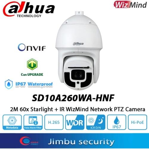 Dahua 2MP PTZ Camera SD10A260WA-HNF 60x optical zoom Starlight+ technology IR 450M Hi-PoE IP67 Smart wiper 360 video camera