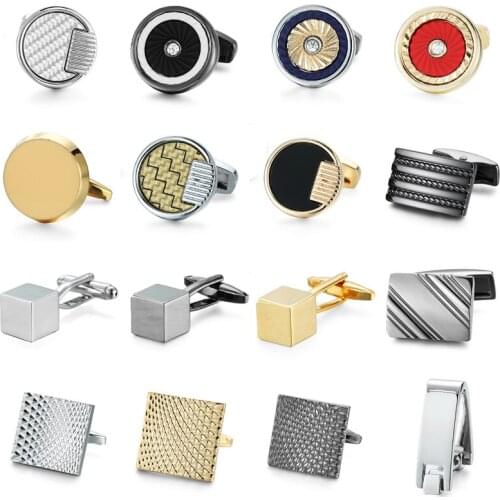 Mens Cuff Links Luxury Brand hot sales Stainless Steel Cufflinks Black gold Classic Wedding Business Fathers Day Christmas Gift