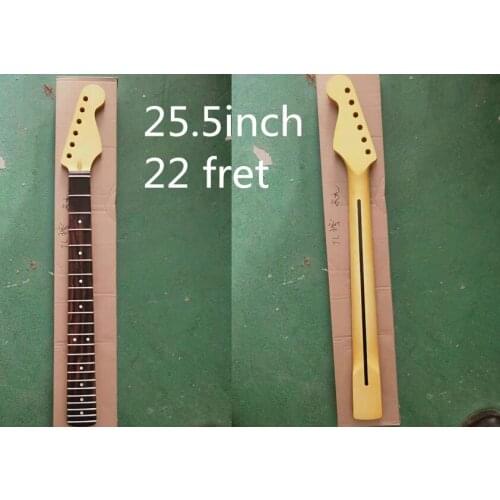 Yellow Unfinished Electric Guitar Neck 22 fret 25.5 Inch Inlay Solid Wood Maple Made Rosewood Fingerboard Yinfente