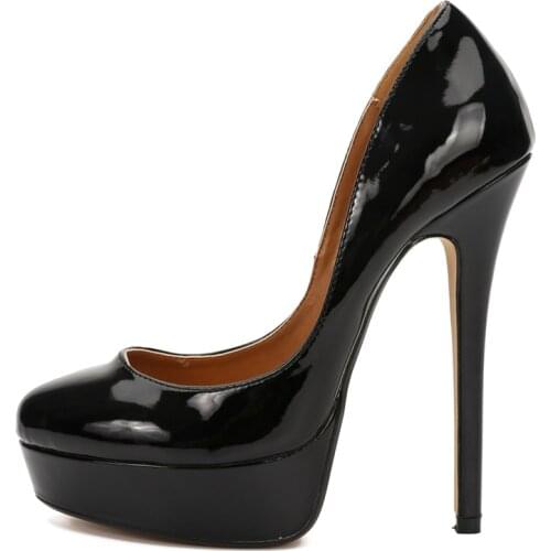 Women Fashion Ultra High Rounded Toe Pump Heels Black Shoes Pumps Dress Party Shoes Stripper Heels Fetish Size 11