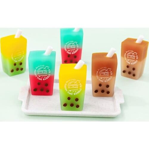 1PCS Kawaii Pearl Milk Tea Eraser Creative Students Stationery Office Supplies School Drawing Sketch Writing Rubber Kids Gifts