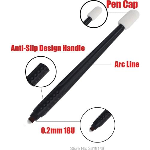 10pcs Disposable Microblading Pen 18U Tattoo Manual Pen for Eyebrow Lip Tattoo Pen 18U Lamina Tebori Pen Permanent Makeup Pen