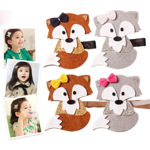 2017 Glitter Fox Hairpin Cute Bow Woodland Fall Cartoon fox headband Hair Clip Fashion Trendy girl Barrette Headband 20ps/lot
