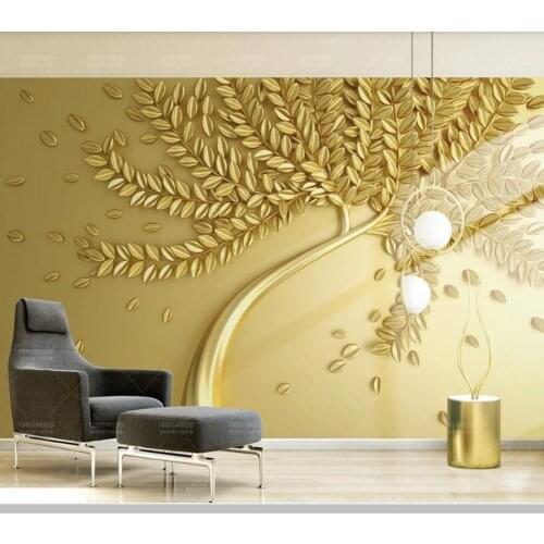 Papel de parede 3d stereo golden luxury a fortune tree wallpaper mural,living room children bedroom wall papers home decor