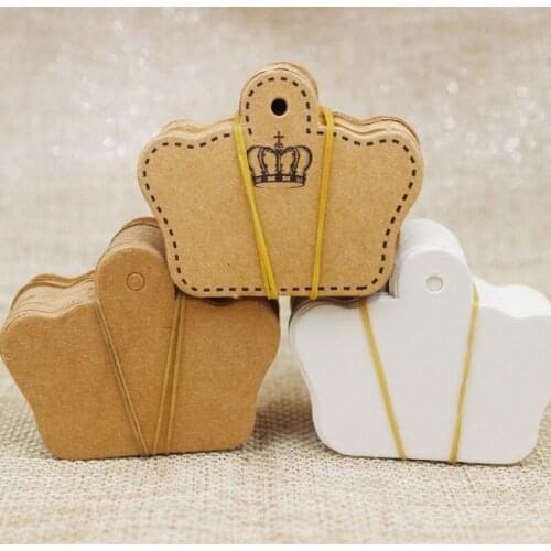 500Pcs 5.1*4cm DIY blank crown shape Kraft /white/ Paper gift Tags label Wedding Note Blank products tag custom cost extra