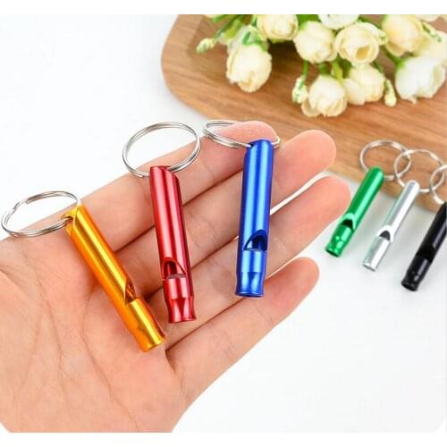 600pcs 4.7cm Aluminum Alloy Whistle Keyring Keychain Mini For Outdoor Emergency Survival Safety Sport Camping Hunting MultiColor