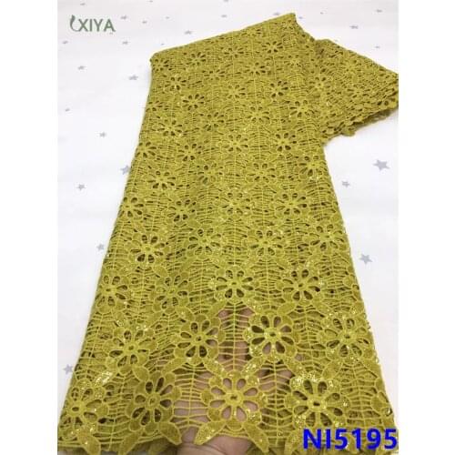 African Lace Fabric New Arrivals Guipure Lace with Sequins Embroiderey Cord Lace Fabric High Quality Nigeria Lace Fabric NI5195