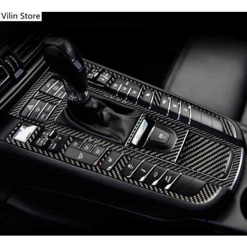 Auto innen dekoration moulding Carbon Faser Zentralen Getriebe Panel Control Panel aufkleber Aufkleber zubehor for porsche macan