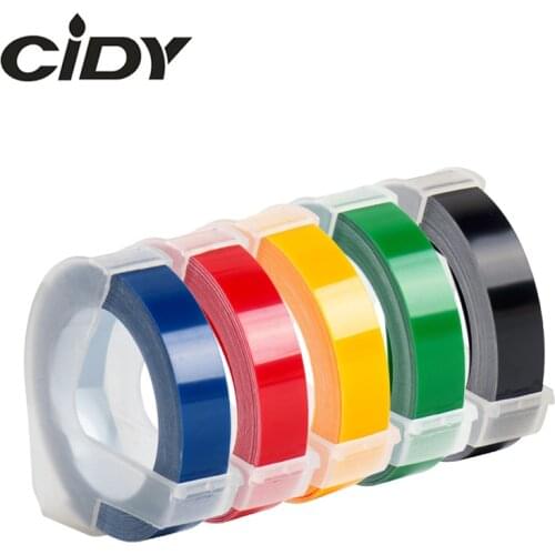 Cidy 5PCS Multicolor Dymo 3D 6/9/12mm Embossing Label Tape Compatible Dymo 1610/12965/1540/1880 for Motex E101 Label Makers