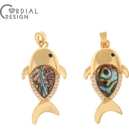 Cordial Design 20Pcs 12*32MM Jewelry Accessories/CZ Charms/Hand Made/Natural Shell/Fish Shape/Earring Findings/DIY Pendant