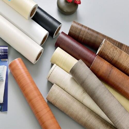 Wood Grain Black DIY Decorative Film Self Adhesive Wall Paper Furniture Renovation Stickers Kitchen Cabinet Waterproof Wallpaper