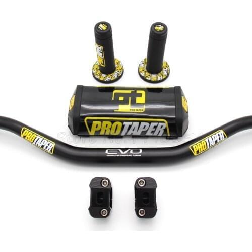 Motorcycle Handlebar 1-1/8" Black Pads PRO Taper Handle Grips CNC Handlebar Clamp Pit Bike Motocross 28.5MM