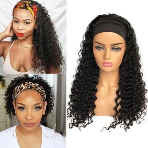 Hairmoda Curly Headband Wig 150% Remy Indian Head Band Wigs Human Hair Glueless Scarf Headband Wigs For Black Women