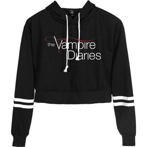The Vampire Diaries Hoodie Long Sleeve Navel Pullover Womens Hoodies Casual Streetwear American Tv Series Fashion Clothes
