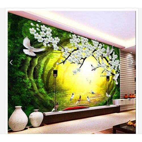Customized 3d photo wallpaper 3d wall murals wallpaper 3 d space wood sofa background wall paintings living room decoration