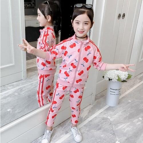 Girls Clothes Set Spring Print Long Sleeve Sweatshirt+Pants 2Pcs Children Autumn Clothes Tracksuit Girl Outfit 4 6 8 10 12 Years