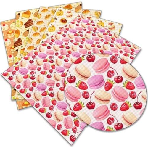 Bread Cake Pattern Artificial Leather Sheet for Diy Bow Hair Accessories 22x30cm